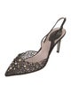 René Caovilla Lace Glitter Accents Slingback Pumps