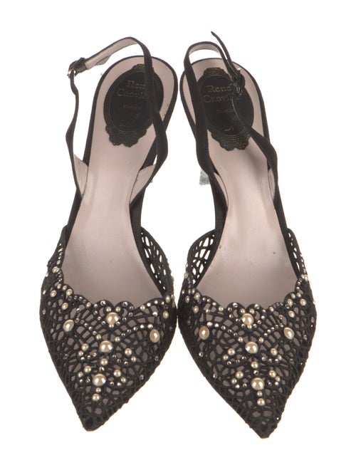 René Caovilla Lace Glitter Accents Slingback Pumps