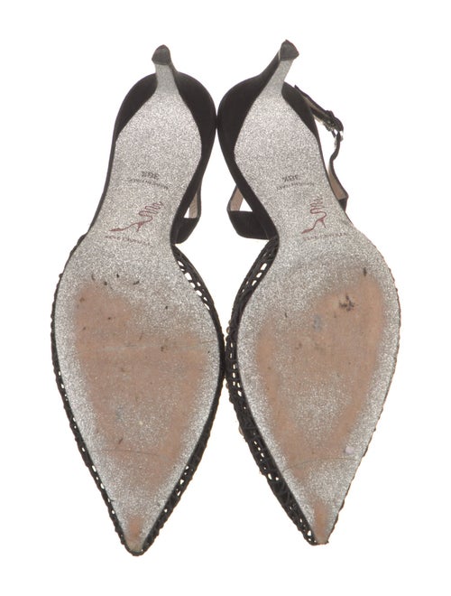 René Caovilla Lace Glitter Accents Slingback Pumps