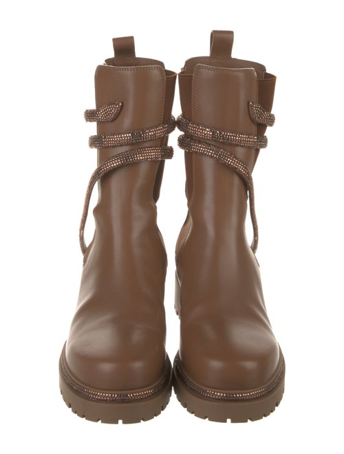 René Caovilla Leather Crystal Embellishments Chelsea Boots