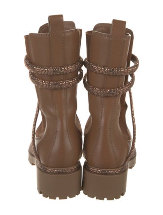 René Caovilla Leather Crystal Embellishments Chelsea Boots