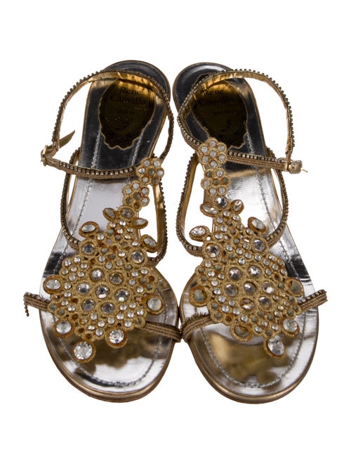 René Caovilla Animal Print Crystal Embellishments Sandals