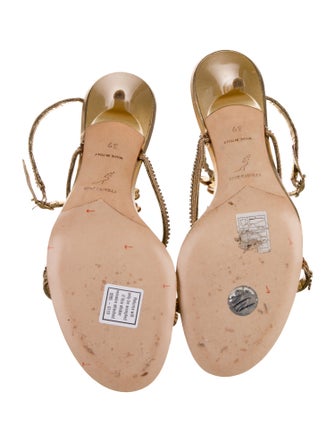 René Caovilla Animal Print Crystal Embellishments Sandals