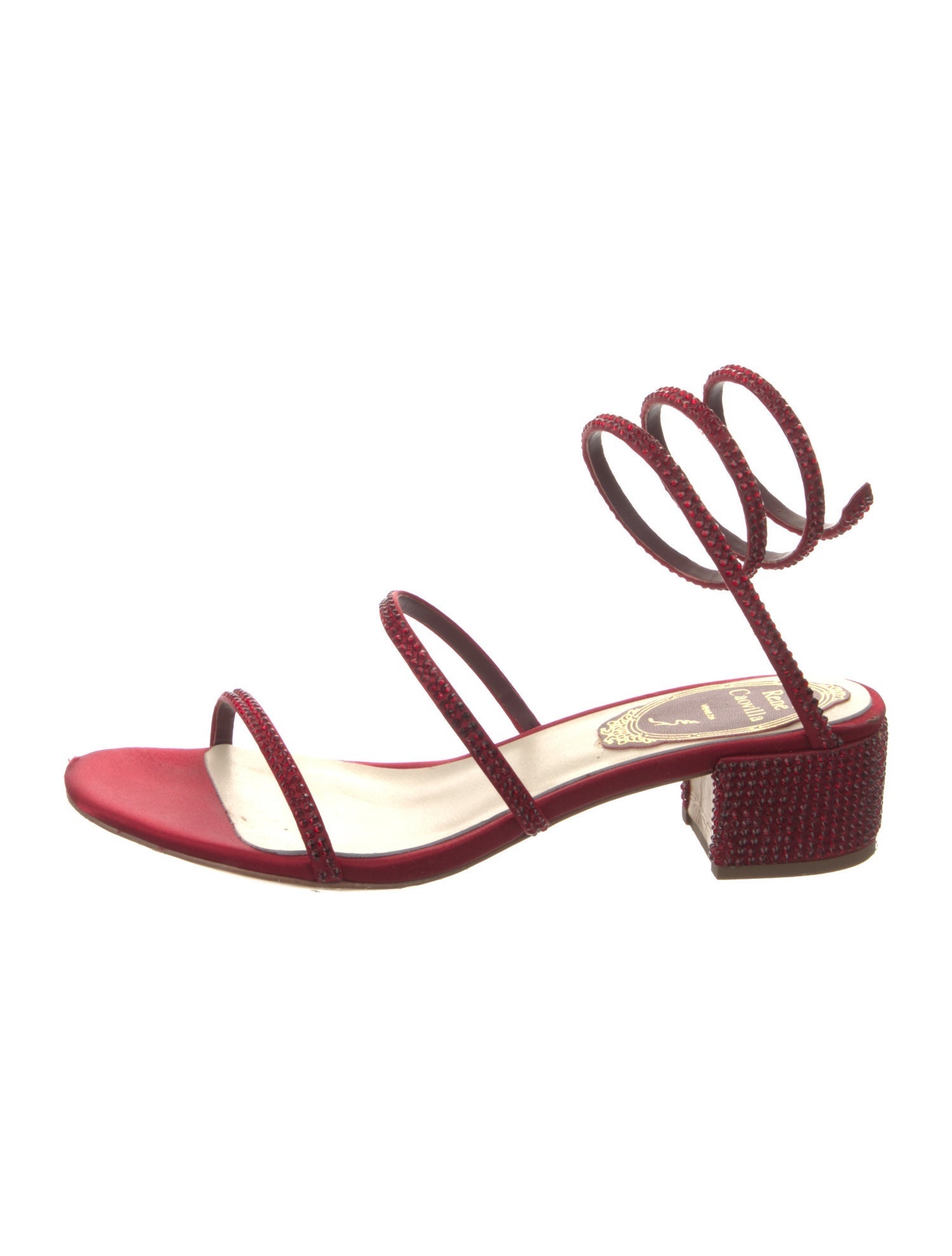 René Caovilla Leather Crystal Embellishments Gladiator Sandals