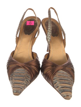 René Caovilla Leather Slingback Pumps