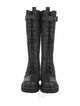 René Caovilla Leather Animal Print Combat Boots