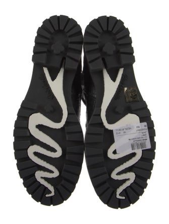 René Caovilla Leather Animal Print Combat Boots