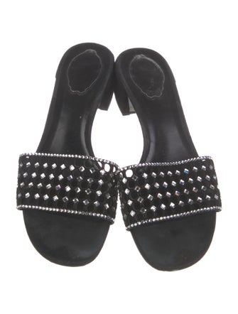 René Caovilla Leather Printed Slides