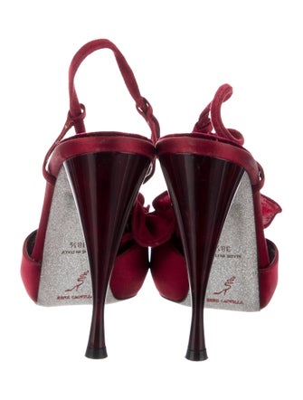 René Caovilla Satin T-Strap Pumps