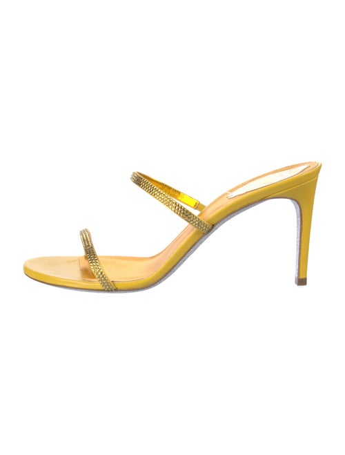 René Caovilla Leather Crystal Embellishments Slides