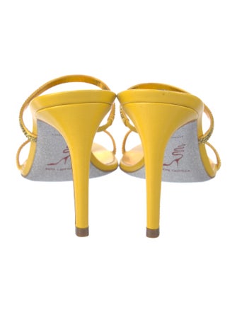 René Caovilla Leather Crystal Embellishments Slides