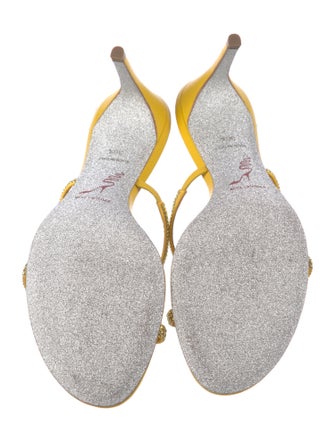 René Caovilla Leather Crystal Embellishments Slides