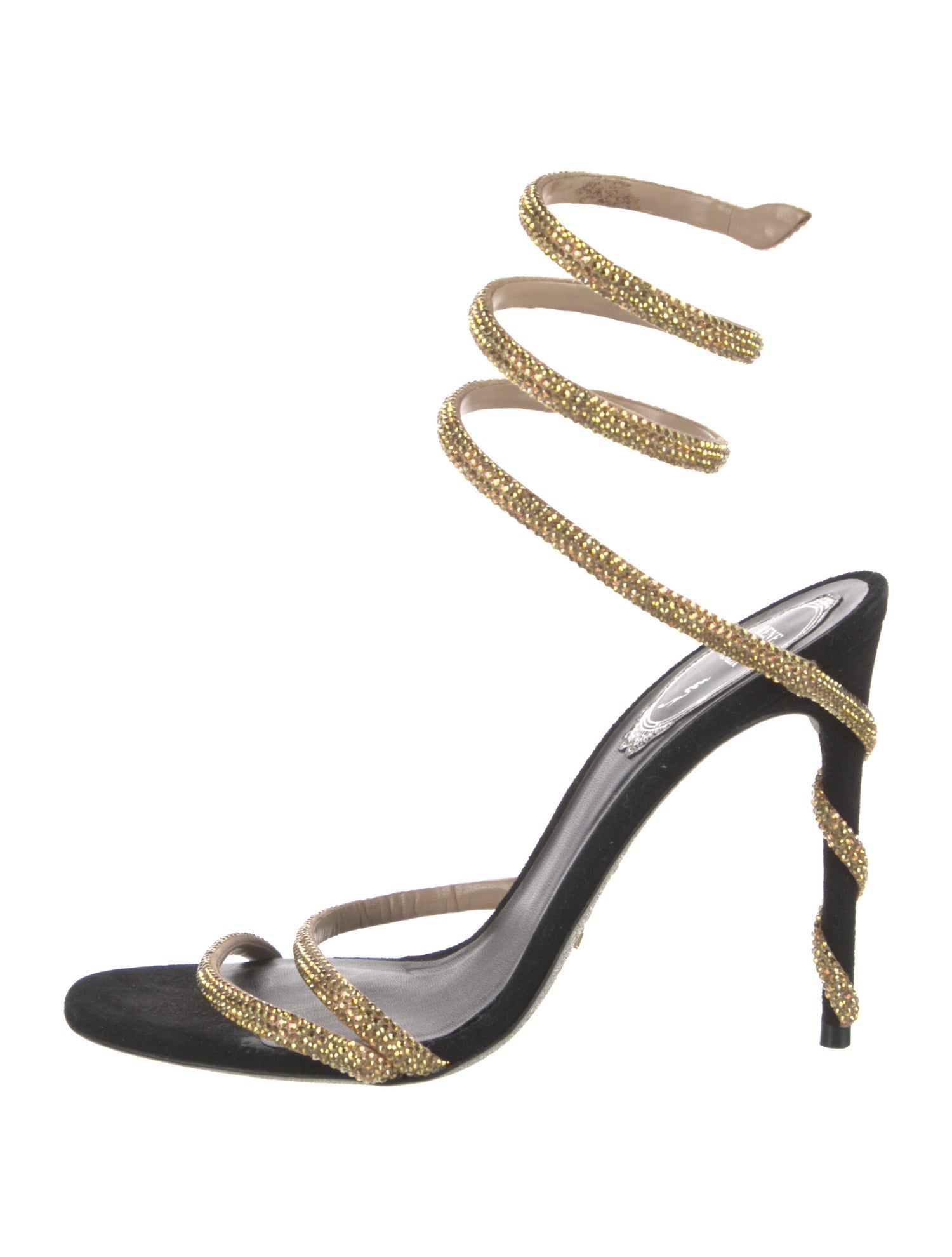 René Caovilla Suede Crystal Embellishments Sandals