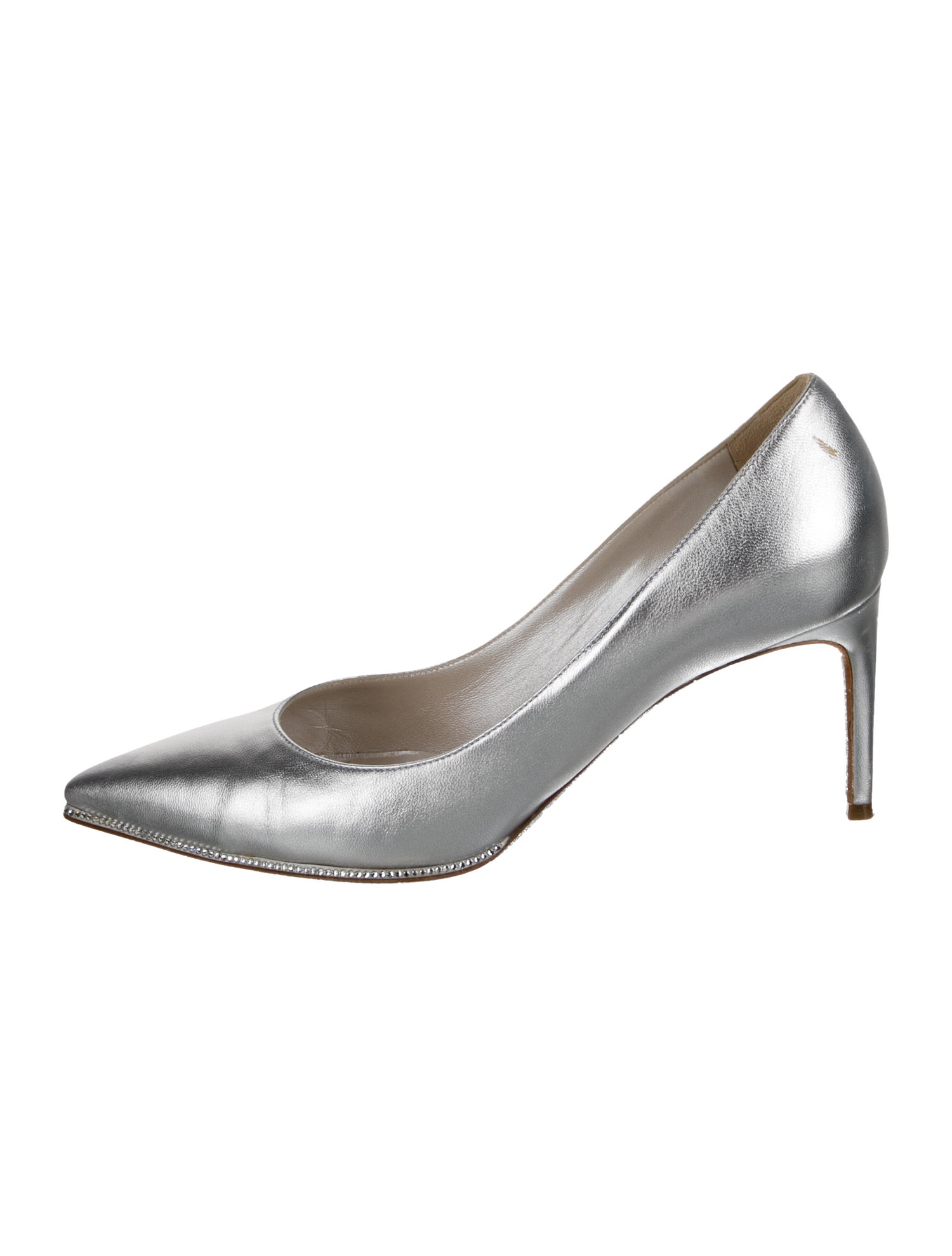 René Caovilla Leather Crystal Embellishments Pumps