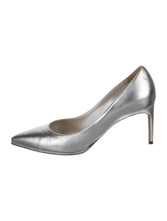 René Caovilla Leather Crystal Embellishments Pumps