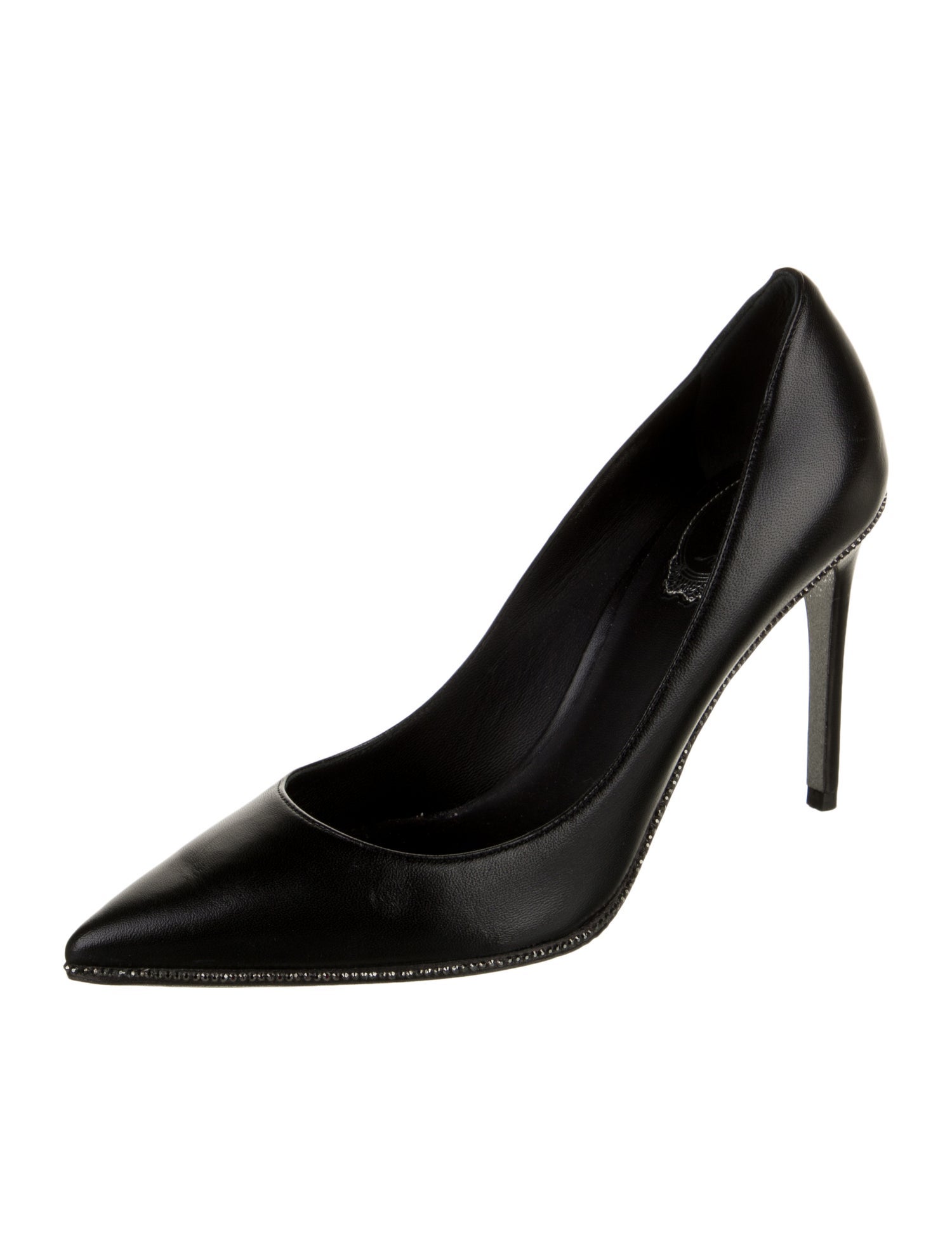 René Caovilla Leather Glitter Accents Pumps
