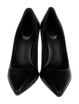 René Caovilla Leather Glitter Accents Pumps