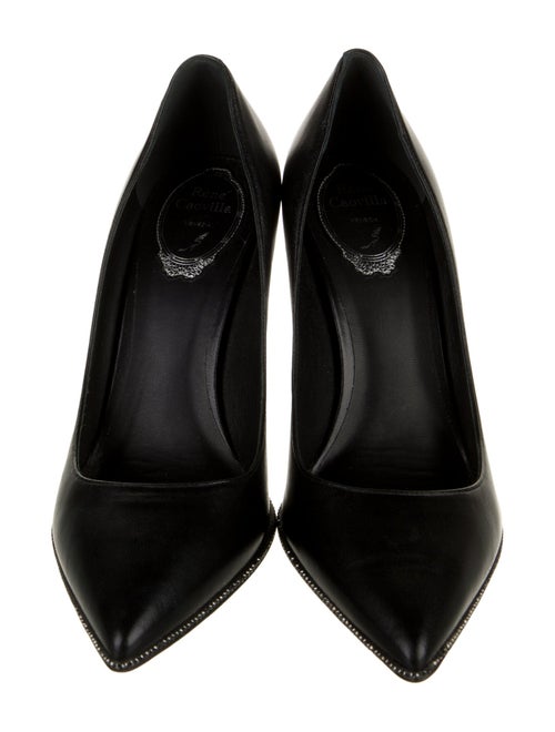 René Caovilla Leather Glitter Accents Pumps