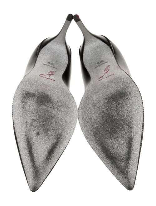 René Caovilla Leather Glitter Accents Pumps