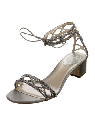 René Caovilla Leather Crystal Embellishments Sandals