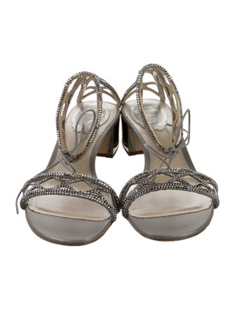 René Caovilla Leather Crystal Embellishments Sandals