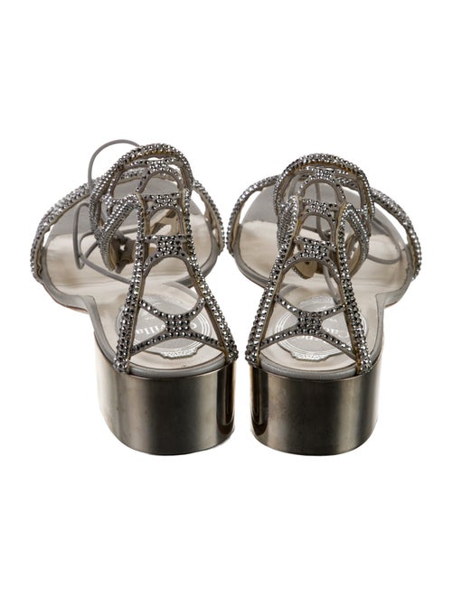 René Caovilla Leather Crystal Embellishments Sandals