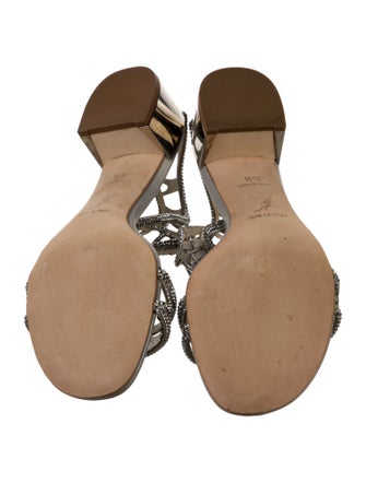 René Caovilla Leather Crystal Embellishments Sandals