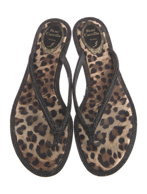 René Caovilla Leather Printed Slides