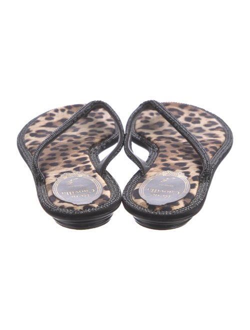 René Caovilla Leather Printed Slides