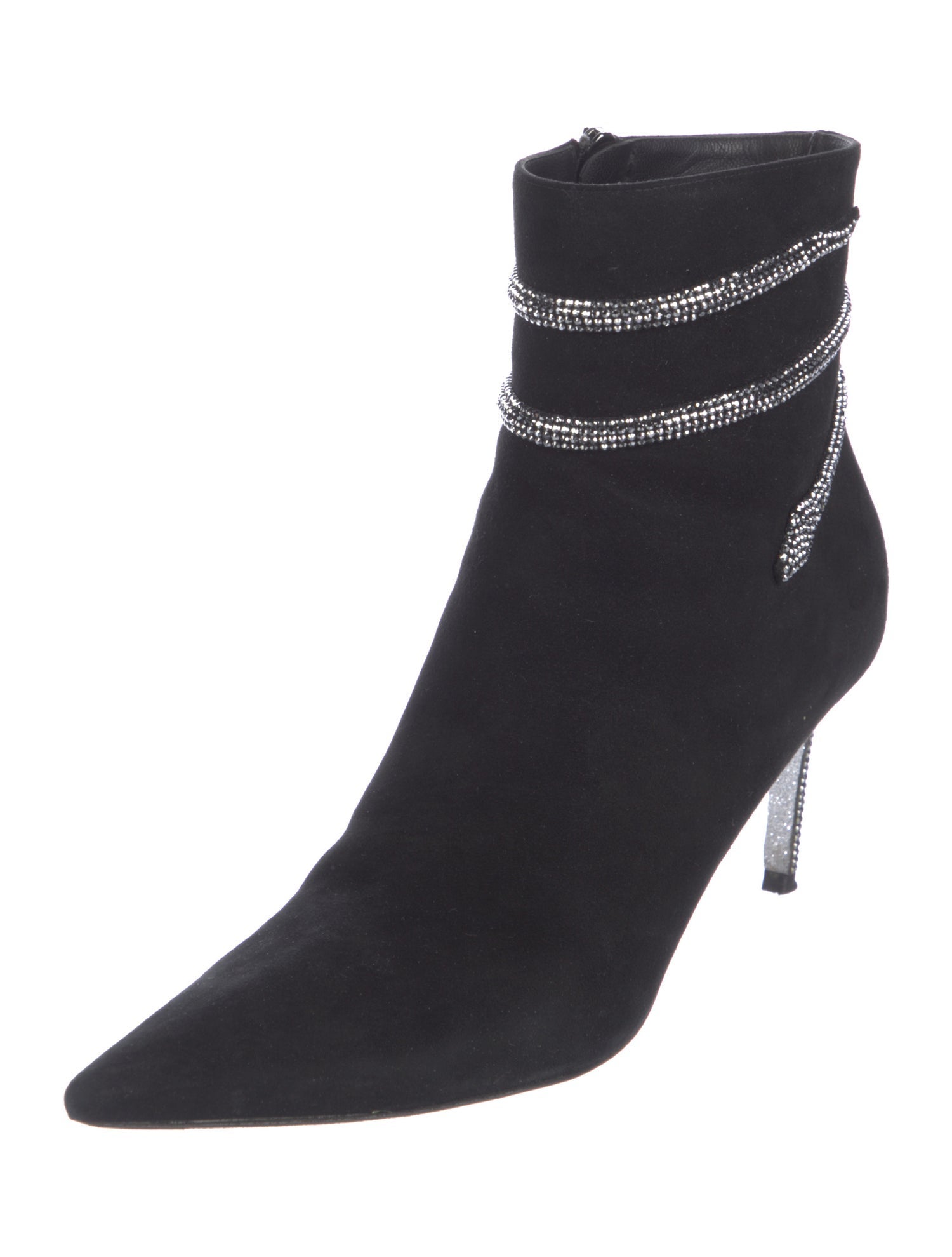 René Caovilla Suede Crystal Embellishments Sock Boots
