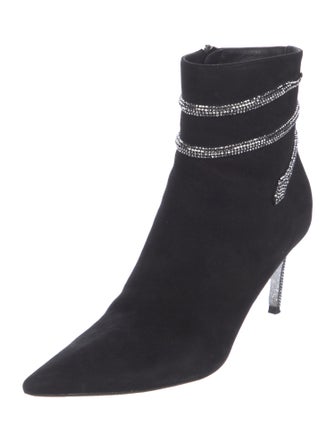 René Caovilla Suede Crystal Embellishments Sock Boots