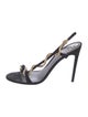 René Caovilla Suede Crystal Embellishments Slingback Sandals
