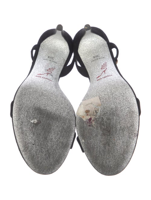 René Caovilla Suede Crystal Embellishments Slingback Sandals