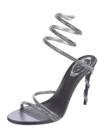 René Caovilla Leather Crystal Embellishments Sandals