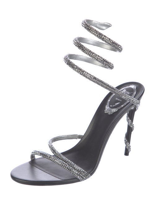 René Caovilla Leather Crystal Embellishments Sandals