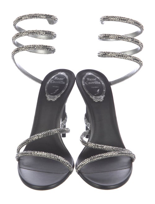 René Caovilla Leather Crystal Embellishments Sandals