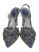 René Caovilla Mesh Crystal Embellishments Slingback Pumps