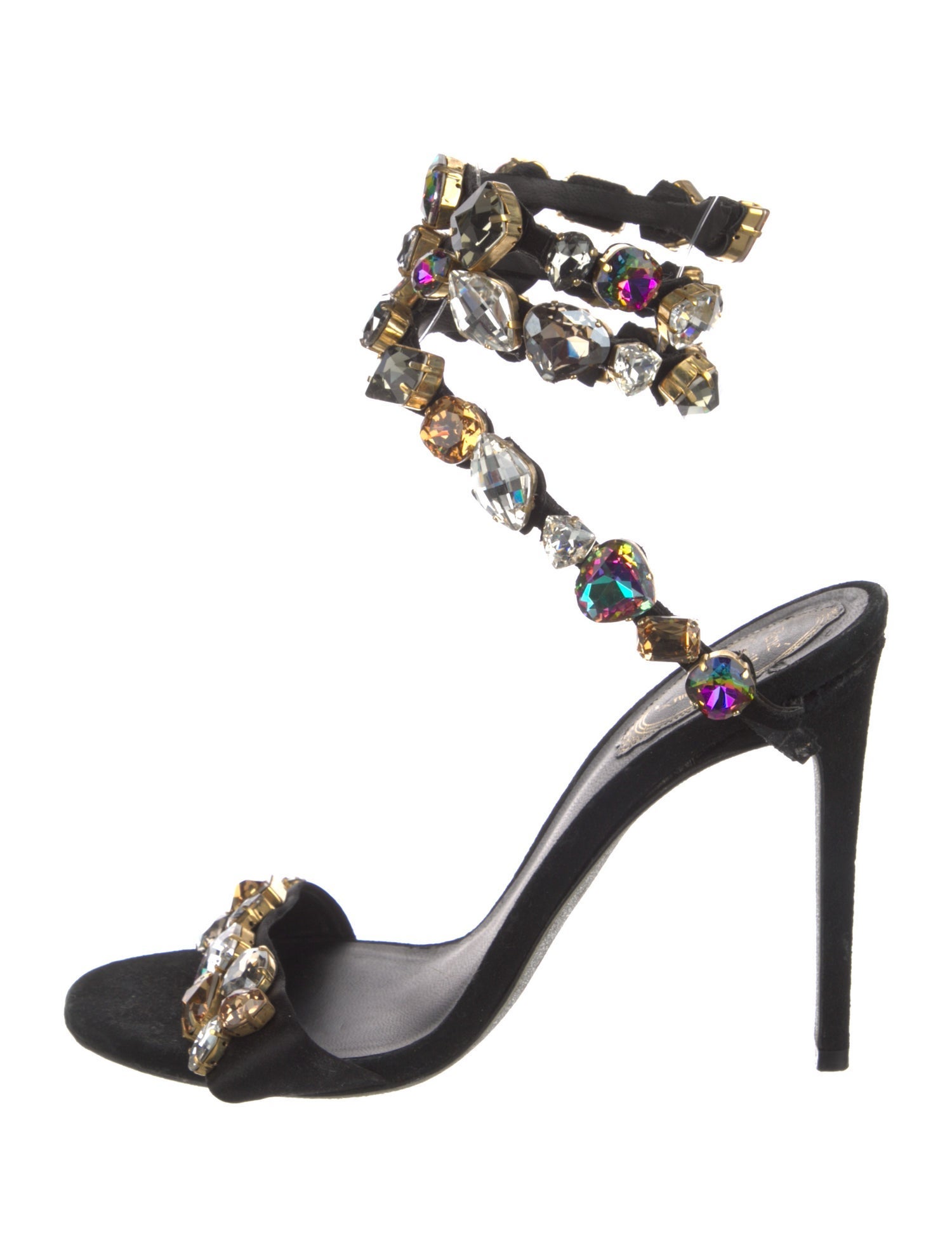 René Caovilla Satin Patterned Sandals