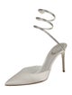 René Caovilla Satin Crystal Embellishments Slingback Pumps