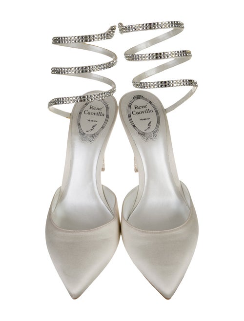 René Caovilla Satin Crystal Embellishments Slingback Pumps