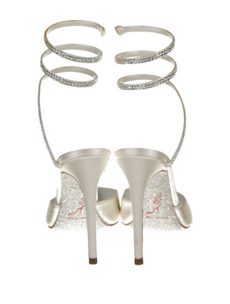 René Caovilla Satin Crystal Embellishments Slingback Pumps