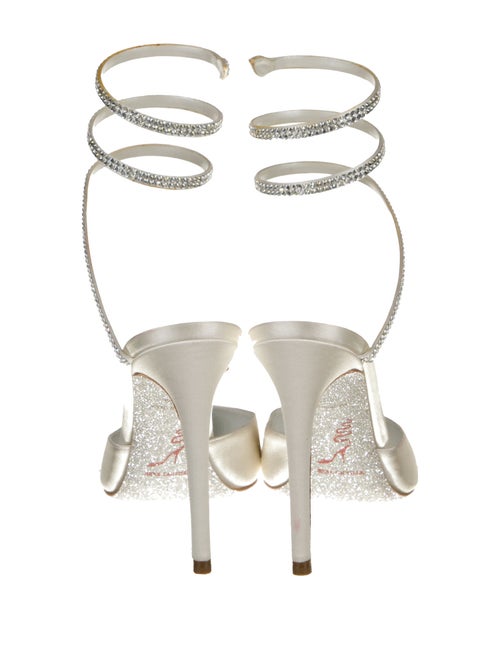 René Caovilla Satin Crystal Embellishments Slingback Pumps