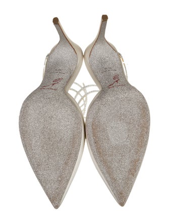 René Caovilla Satin Crystal Embellishments Slingback Pumps