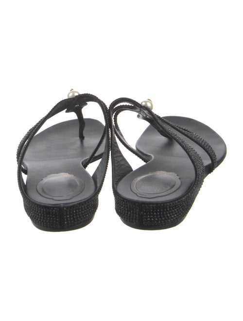 René Caovilla Faux Pearl Accents Crystal T-Strap Sandals