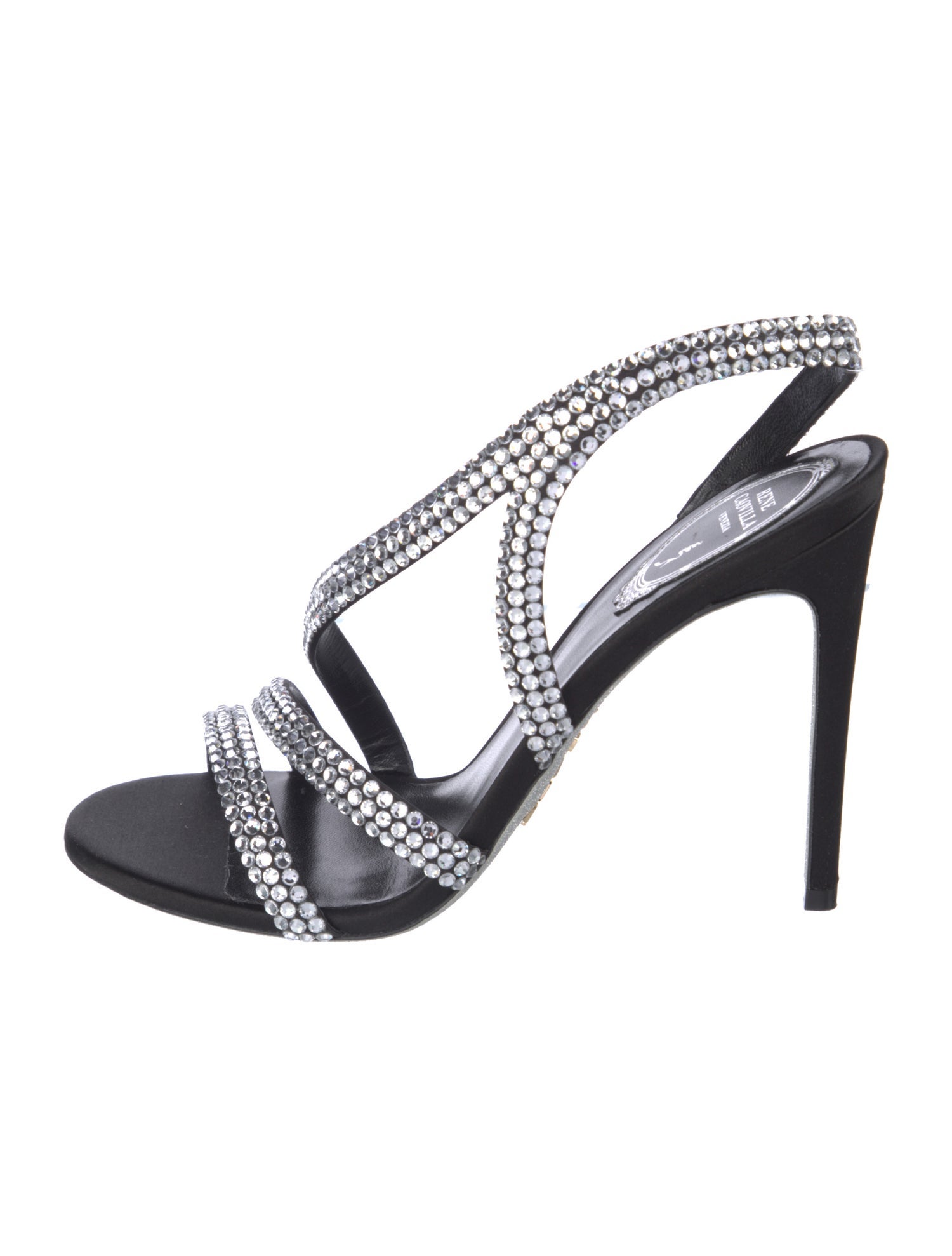René Caovilla Crystal Studded Accents Slingback Sandals