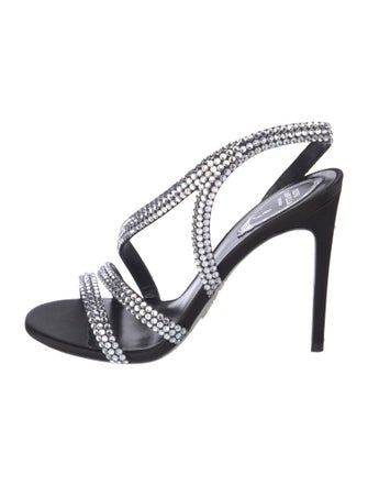 René Caovilla Crystal Studded Accents Slingback Sandals