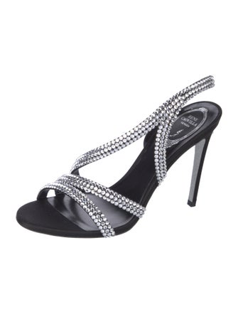 René Caovilla Crystal Studded Accents Slingback Sandals