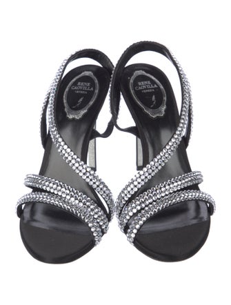 René Caovilla Crystal Studded Accents Slingback Sandals