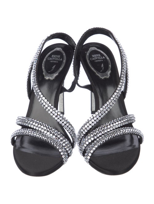 René Caovilla Crystal Studded Accents Slingback Sandals