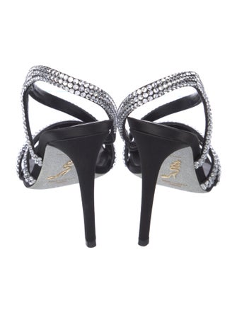 René Caovilla Crystal Studded Accents Slingback Sandals